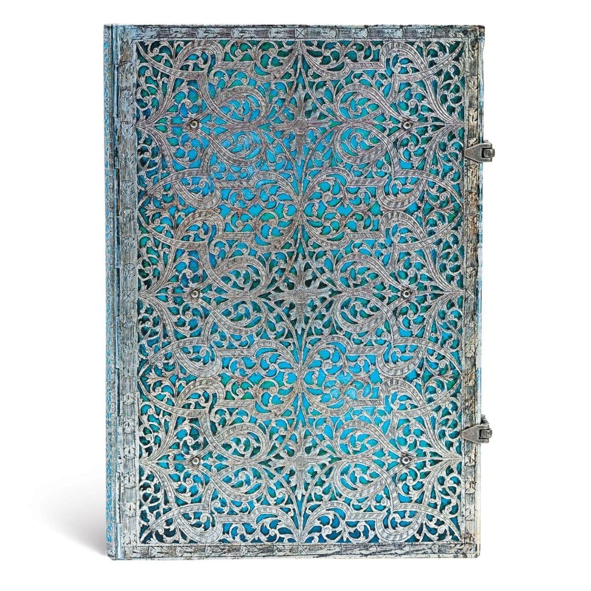 Paperblanks Silver Filigree Maya Blue Capa Dura Grande Sem Pauta